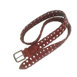 Holt Renfrew Unisex Leather Belt - Brass Buckley          - 44" × 1.5"